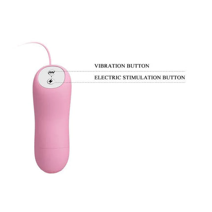 Remote control for Niple Clamps with Vibration and Electro Shock, featuring vibration and electric stimulation buttons in pink.