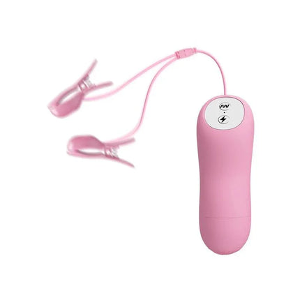 Niple Clamps with Vibration and Electro Shock in pink with adjustable clamps and control unit.