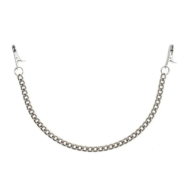 Nipple Clamps Chain with durable metal design and sleek silver finish for reliable intimate play and sensory stimulation.