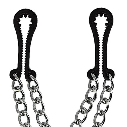Nipple Clamps Metal with chains and black clamps for heightened sensations and safety, featuring a sleek design and nickel-free components.
