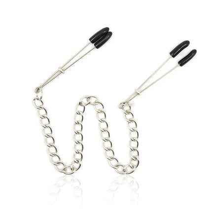 Nipple Clamps with Chain Metal for intense BDSM play, featuring adjustable pressure and durable metal construction.