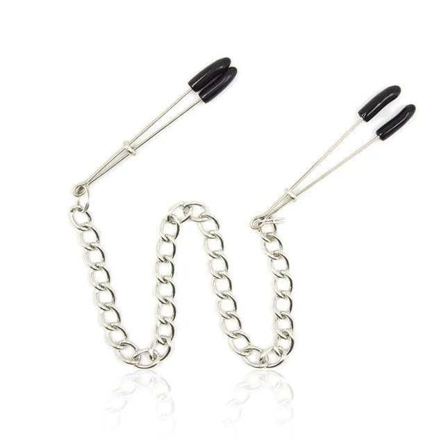Nipple Clamps with Chain Metal for intense BDSM play, featuring adjustable pressure and durable metal construction.