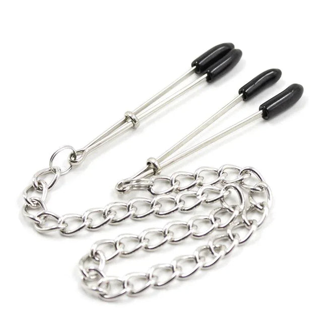 Nipple Clamps with Chain Metal featuring adjustable pressure options and durable design for BDSM enthusiasts.