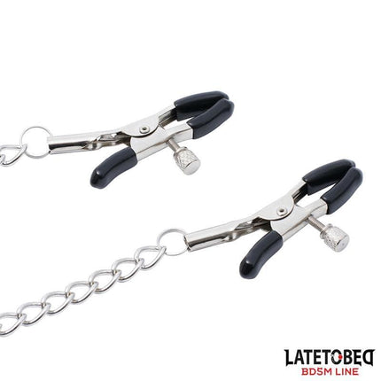 Nipple clamps with Chain - Slave, adjustable BDSM clamps with sturdy chain for personalized sensation, from Latetobed BDSM Line.