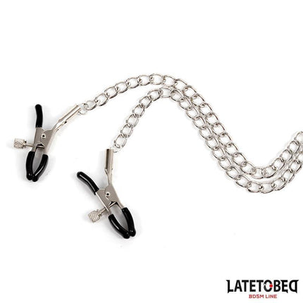 Nipple Clamps With Penis Ring BDSM toy with adjustable clamps and chains from the Latetobed BDSM Line for couples' consensual play.
