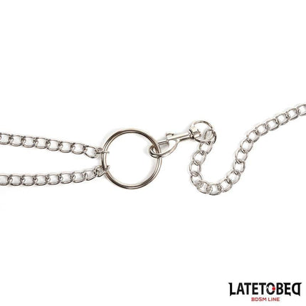 Nipple Clamps With Penis Ring by Latetobed BDSM Line, featuring chains connected to a ring for enhanced intimate play.
