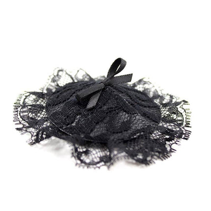Nipple Covers with Lace Black featuring rounded silhouette and bow, designed for seductive appeal in the Latetobed BDSM Line.