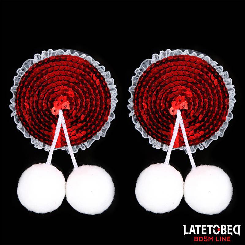 Nipple Pasties with Red Sequin Pom - Pom - secretsextoys.store