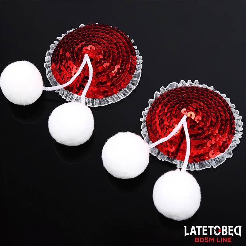 Nipple Pasties with Red Sequin Pom - Pom - secretsextoys.store
