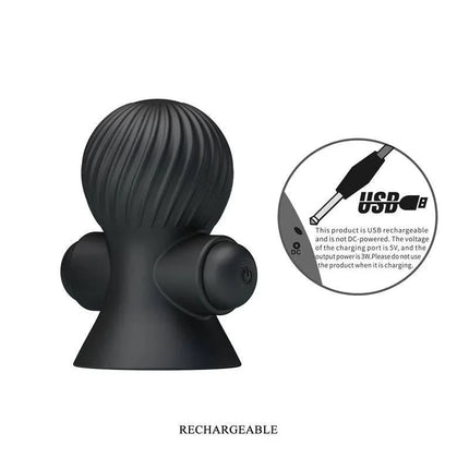 Nipple Sucker with Vibration Black, featuring 12 vibration functions and USB rechargeable for enhanced intimate experiences.