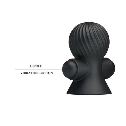Nipple Sucker with Vibration Black featuring easy-to-use controls for enhanced pleasure with 12 vibration settings.