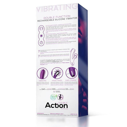 Back of No. One Vibrator with Rotating Wheel packaging showing features and double-action functions.