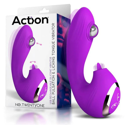 No. TwentyOne Vibe with Ball Pulsation and Lickint Tongue in purple with packaging display