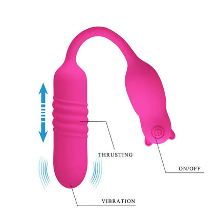 Nobikuma Thrusting and Vibrating Bullet in pink with thrusting and vibration features, USB-rechargeable for intense sensations.
