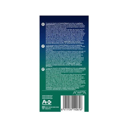 Back packaging of Non Stop Retard 12 uds showing product description and barcode