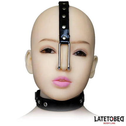Nose Hook with Collar in black, offering a bold, secure restraint design for intense sensations. Adjustable size for comfort.