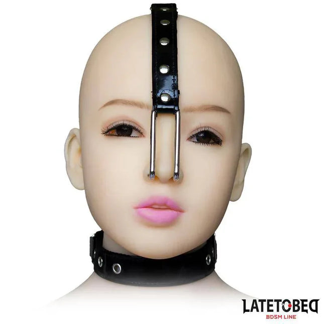 Nose Hook with Collar in black, offering a bold, secure restraint design for intense sensations. Adjustable size for comfort.