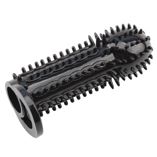 Nubby Sleeve-BLACK textured TPE sleeve for enhanced stimulation, phthalate and latex-free, durable and flexible design.