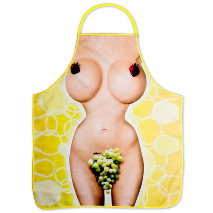 Nude Grape Apron featuring playful motif perfect for fun-loving cooks and entertainers. Great for kitchens with a humorous touch.