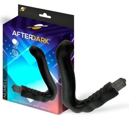 Numell Anal Prostate P-Spot Vibrator with packaging from Afterdark featuring premium silicone and textured design for enhanced sensation.