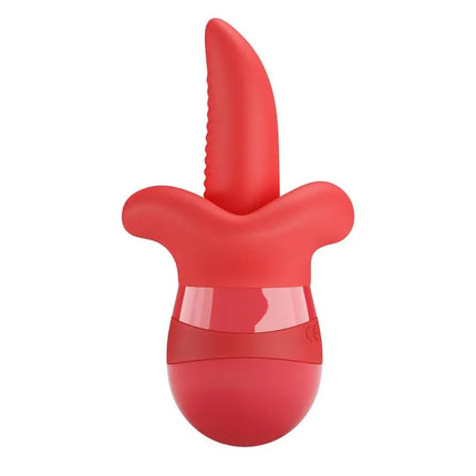 Obelia Stimulator with Vibration and tongue movement in red, featuring 10 modes and waterproof design for intimate pleasure.