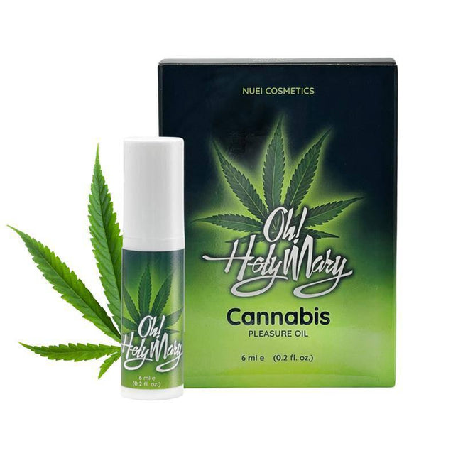 Oh Holy Mary Pleasure Oil 6 ml bottle with packaging and cannabis leaf