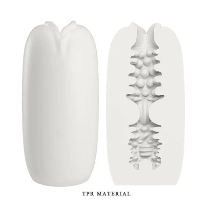 Olga Masturbator Egg Double Texture showing white exterior and textured interior design