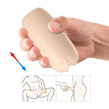 Hand holding Olga Masturbator Egg Double Texture with double texture interior for discreet pleasure and control.