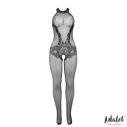 Olin Bodystocking open Crotch by Adalet, floral fishnet pattern with a halter neckline, seductive lingerie for women.