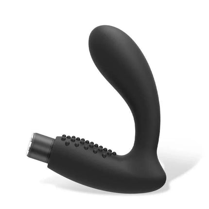 Olskaten Anal Prostate P-Spot Vibrator made of premium silicone for deep prostate stimulation, black curved design with textured grip.