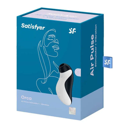 Orca Clítoris Sucker Double Air Pulse in packaging, featuring orca-inspired design and dual motors for enhanced pleasure.