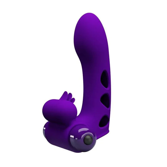 Orlando Finger Sleeve with Vibration in purple, featuring 10 vibration functions, waterproof design, ideal for solo or shared experiences.