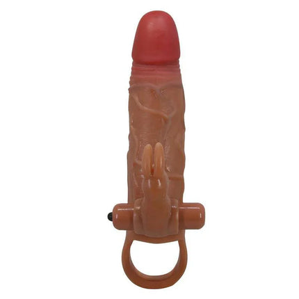 Osmar Penis Sleeve with Vibration showcasing its detailed texture and rabbit-shaped stimulator for enhanced pleasure.