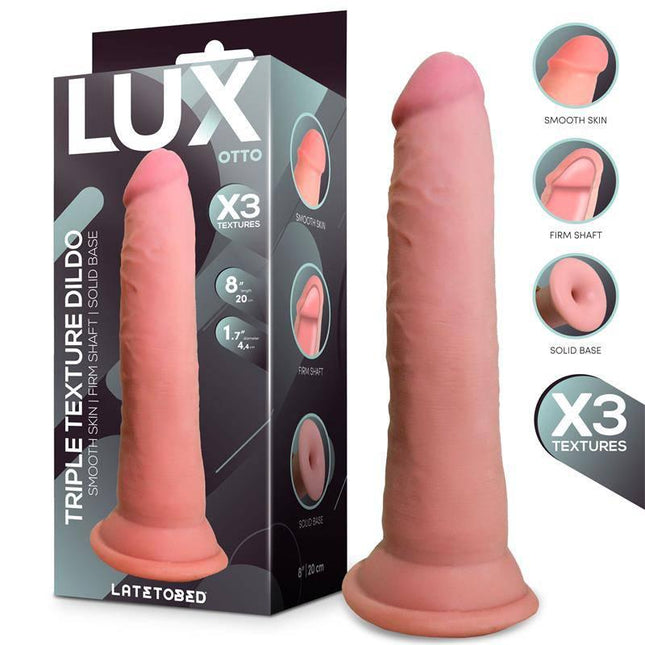 Otto Triple Density Dildo 8 with box showcasing lifelike textures and design for enhanced realism and versatility in use.