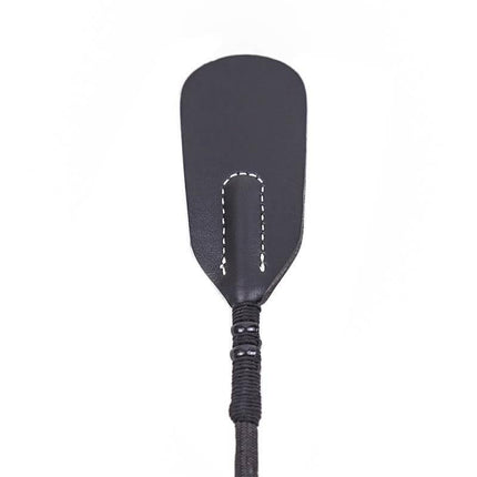 Oval Riding Crop 35cm - Black, durable BDSM tool with an oval tip for balanced pressure and intense sensory play