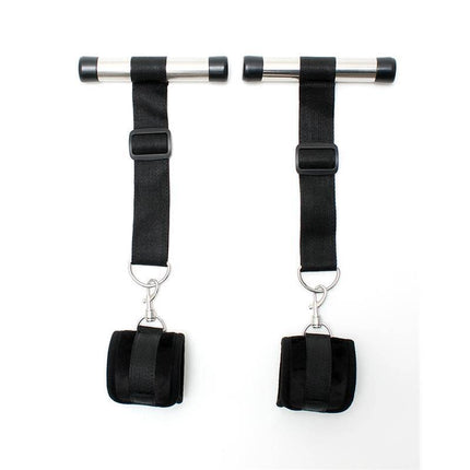 Over the Doof Cuffs Set Black - Discreet door restraint system with velcro closures and adjustable tapes for customizable comfort.