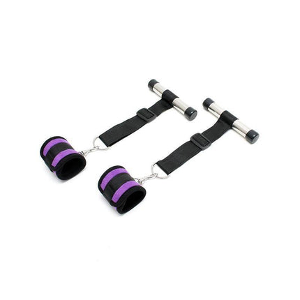 Over the Doof Cuffs Set Purple door restraint kit featuring purple cuffs and adjustable tapes for secure intimate play