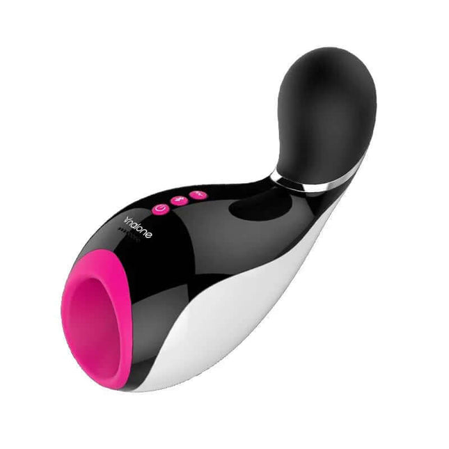 Masturbador Oxxy Black & Fuchsia high-tech device with ergonomic design and 7 vibration functions for customized pleasure.