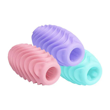 Pack 15 Pieces Double Sided Masturbator Egg in three colors with textured surfaces for enhanced sensation.