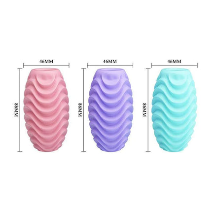 Pack 15 Pieces Double Sided Masturbator Egg textured variety in pink, purple, and blue for versatile solo or shared enjoyment.