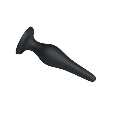 Black silicone plug from the Pack 3 Butt Plug Mini Anal Kit for anal exploration.