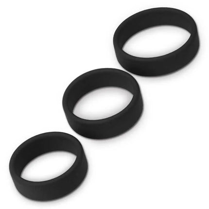 Pack of 3 Penis Ring Power Ring Black - silicone penis rings in small, medium, large sizes for intimate enhancement.