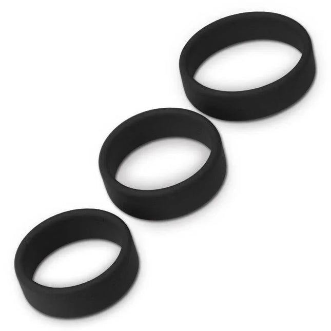 Pack of 3 Penis Ring Power Ring Black - silicone penis rings in small, medium, large sizes for intimate enhancement.