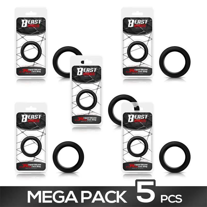 Pack of 5 Liquid Silicone Cock Ring 3.4 cm - secretsextoys.store