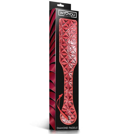 Paddle Diamond Vegan Leather featuring diamond pattern blade in packaging, premium BDSM accessory by Diamond Line.