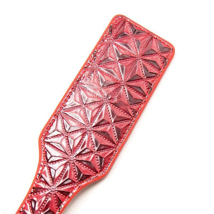 Paddle Diamond Vegan Leather BDSM paddle with diamond-pattern blade in red color