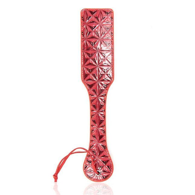 Red Paddle Diamond Vegan Leather with diamond-pattern design for BDSM enthusiasts