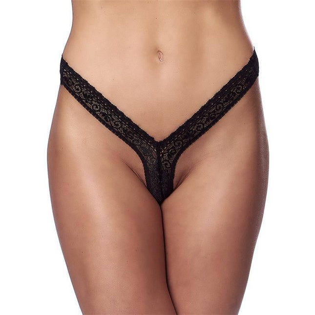 Panties Black One Size with lace detailing, stylish and comfortable everyday essential, adaptive fit for all-day wear.