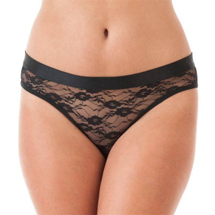 Black lace panties with sheer design