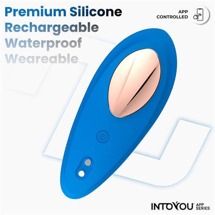Panty Vibrator with App Silicone Blue by Intoyou® with premium silicone, rechargeable, waterproof, wearable, app-controlled features.